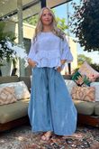 Frame Scoop Hem Pant Washed Denim